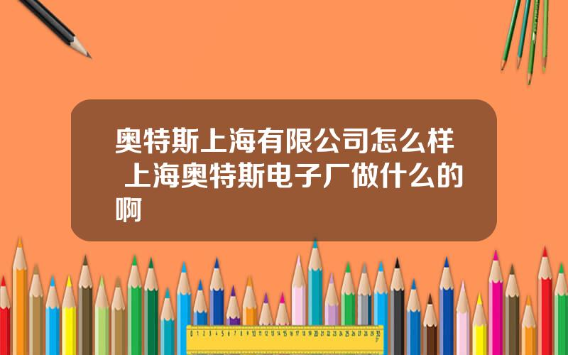 奥特斯上海有限公司怎么样 上海奥特斯电子厂做什么的啊